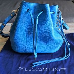 Rebecca Minkoff Blue Studded Bucket Shoulder Bag